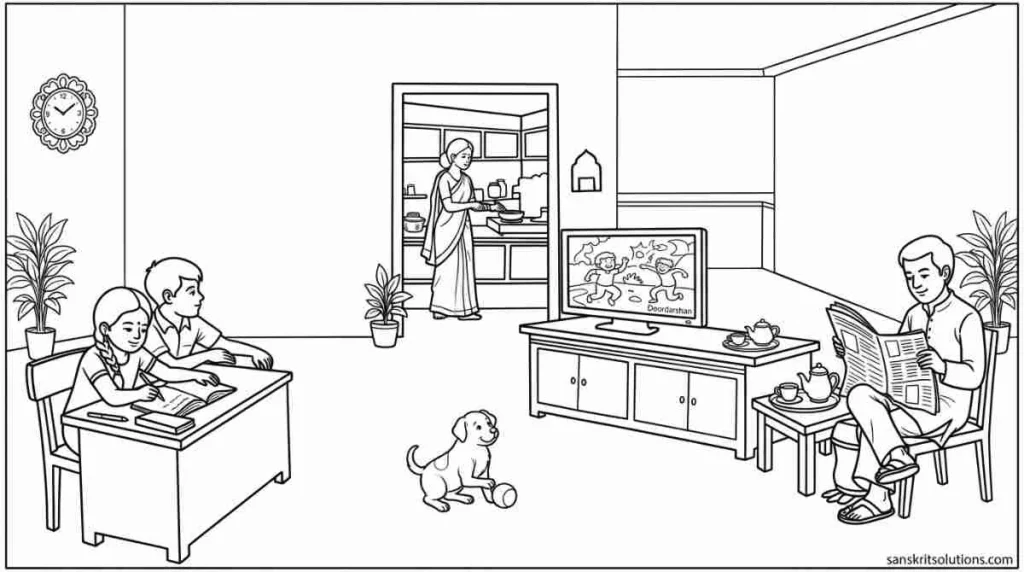 संस्कृत चित्र वर्णन Class 6 and 7 Picture of a Family